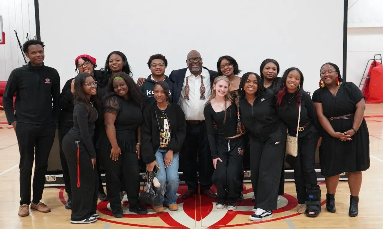 Student leaders gathered for photo following the Black History Month assembly.
