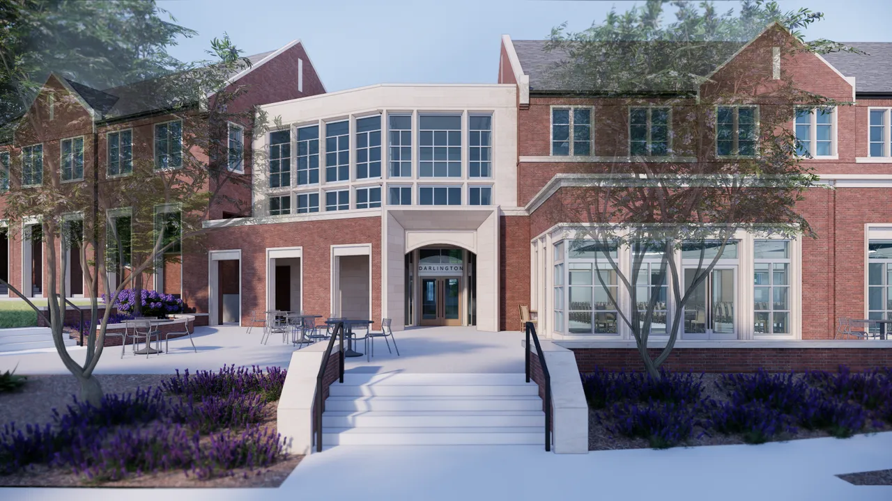 Rendering of the reimagined Commons Quad entrance at Darlington School.