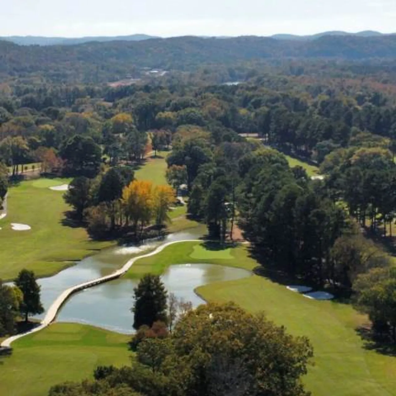 Aerial view of the golf course at Coosa Country Club in Rome, GA