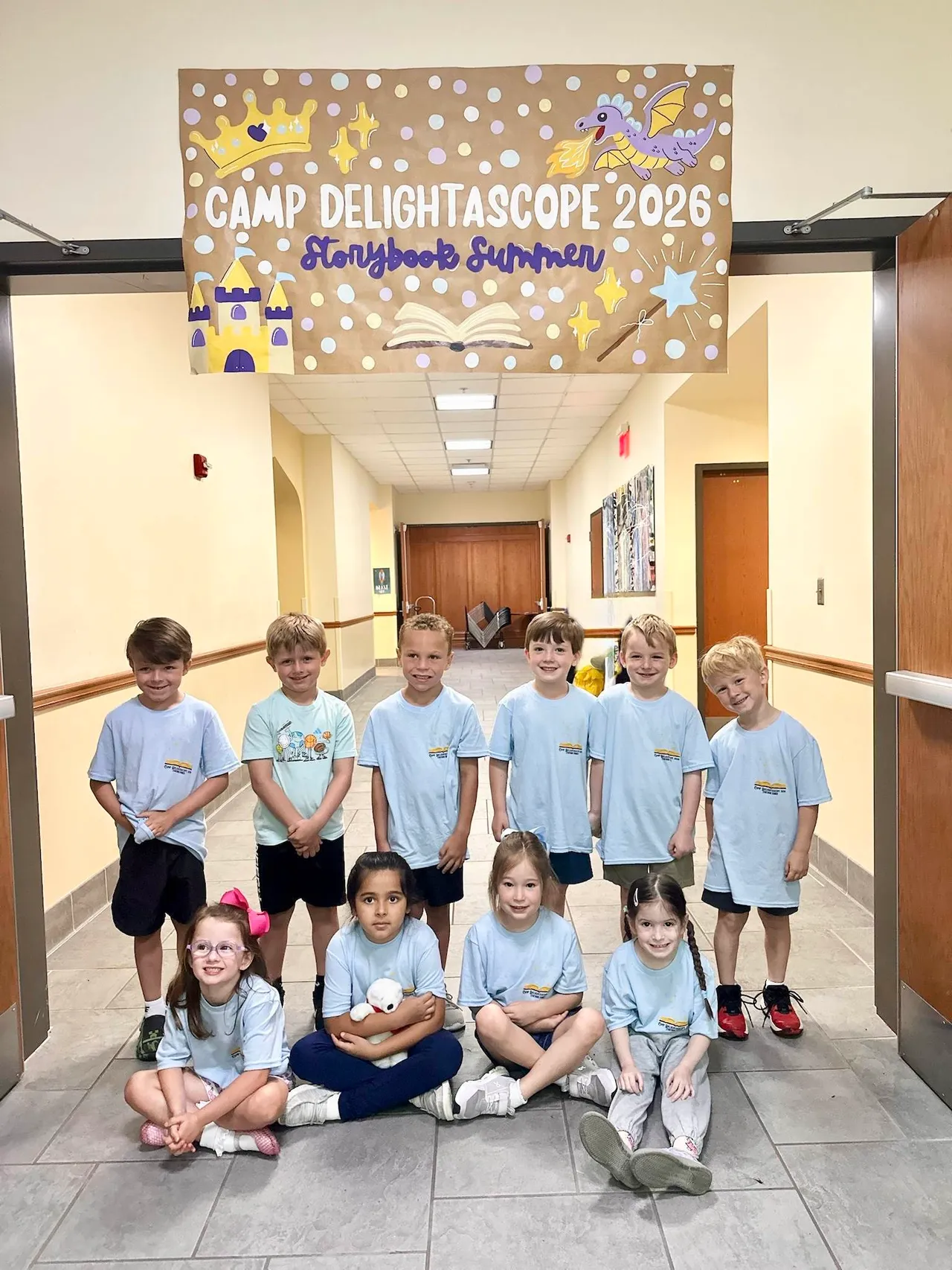 Camp Delightascope campers pose for a group photo.