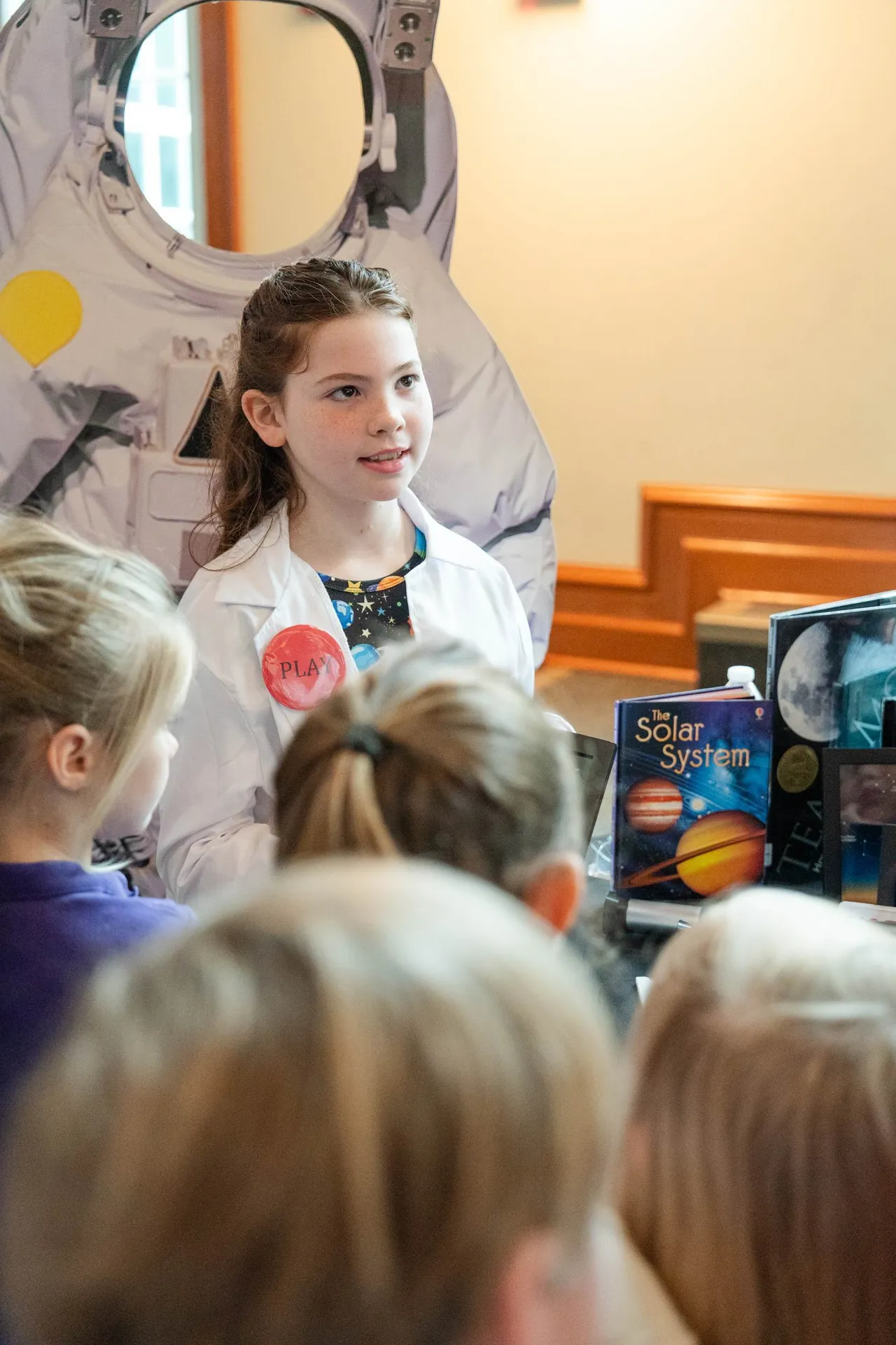 Third-grade student gives her presentation at the annual 3rd Grade Wax Museum