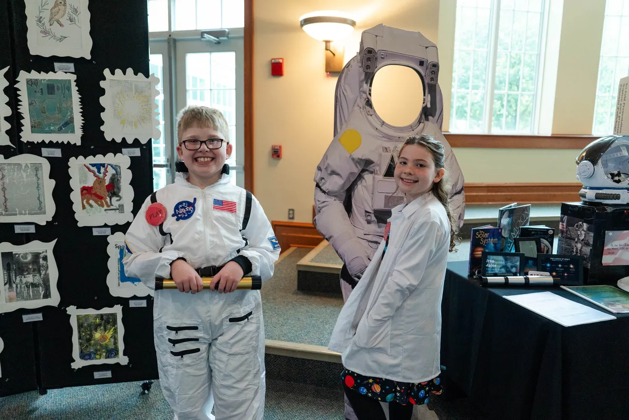 Third-graders dressed as astronauts give their presentations during the annual 3rd Grade Wax Museum