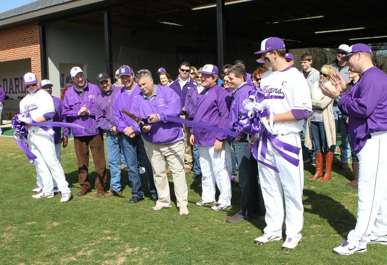 Darlington School Baseball Facility Dedication adn ribbon cutting ceremony.
Left to right: Oren Wilson, Norris Allen Jr., Tom Whitworth, Lou Dempsey, Chris Frix, Rocky Tillery, Barry Henderson, Rich Flournoy, Cole Miller, Kent Harrison
