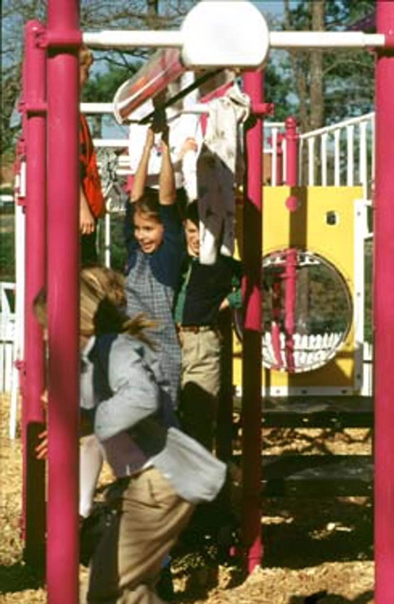 Students break in the new Lower School playground equipment.