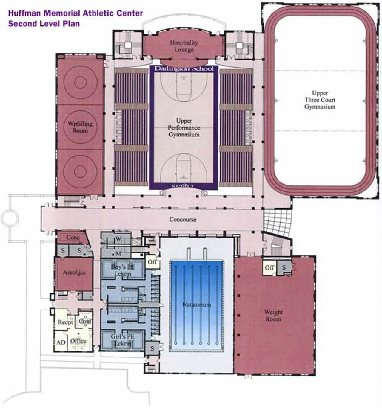 Plans of the Huffman Memorial Athletic Center were prepared by Hastings & Chivetta of St. Louis.