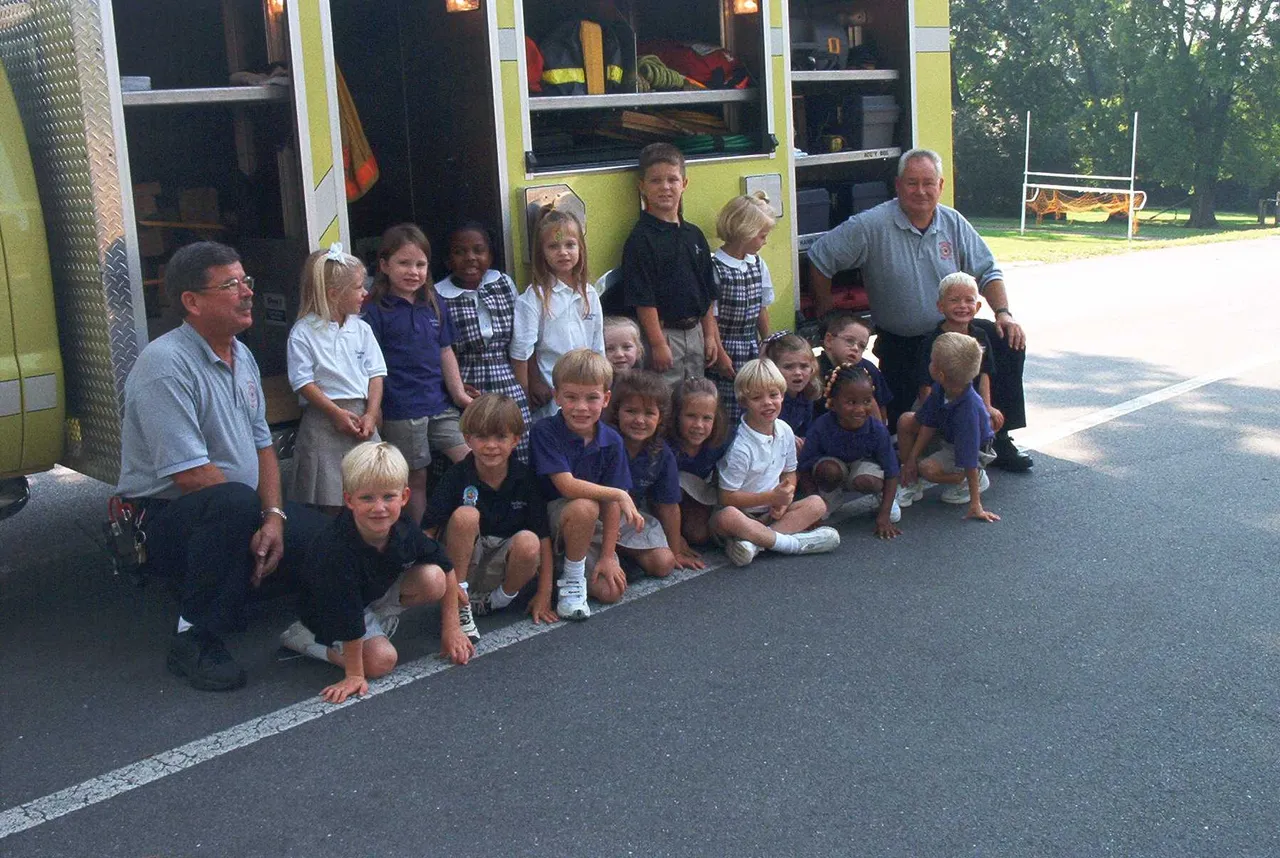 To enhance a kindergarten lesson on civil servants, Rescue 1 community heros visited the class.
