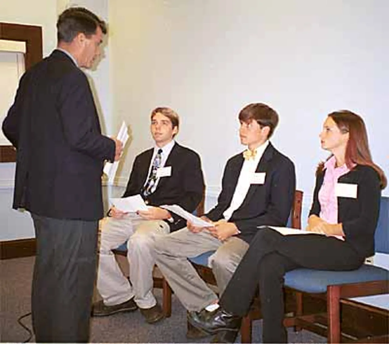 Prefects get a pep talk from President David Hicks prior to beginning the question and answer session with parents.