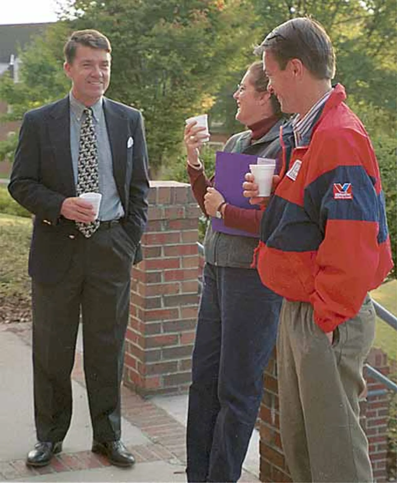 Darlington President David Hicks visits with parents during a refreshment break.