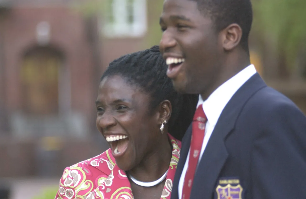 Hazelle Goodman and her son Brandon, a member of the Class of 2005.