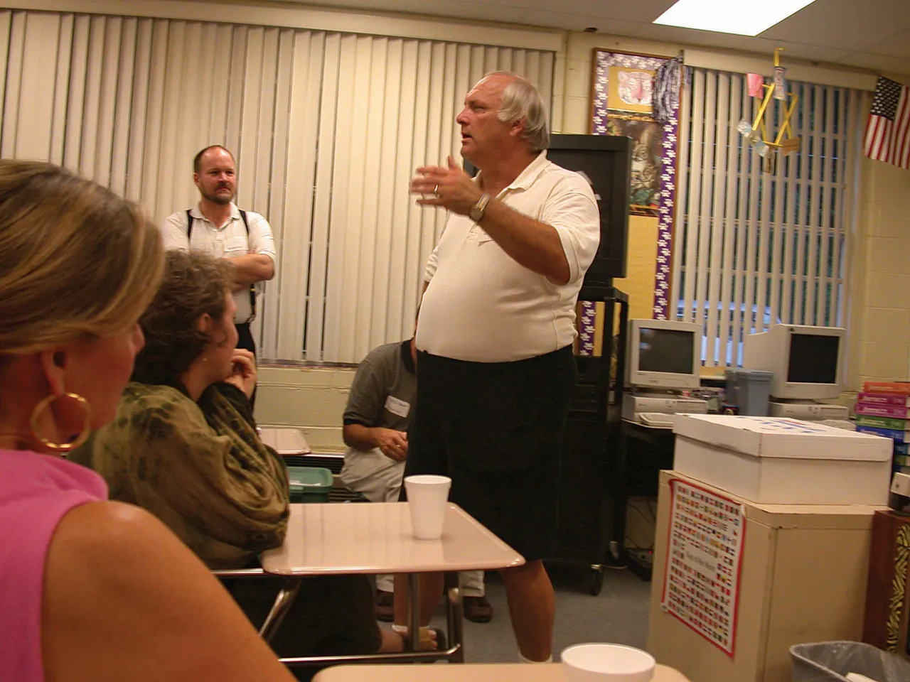 Jim Van Es, principal, answered parents' questions.
