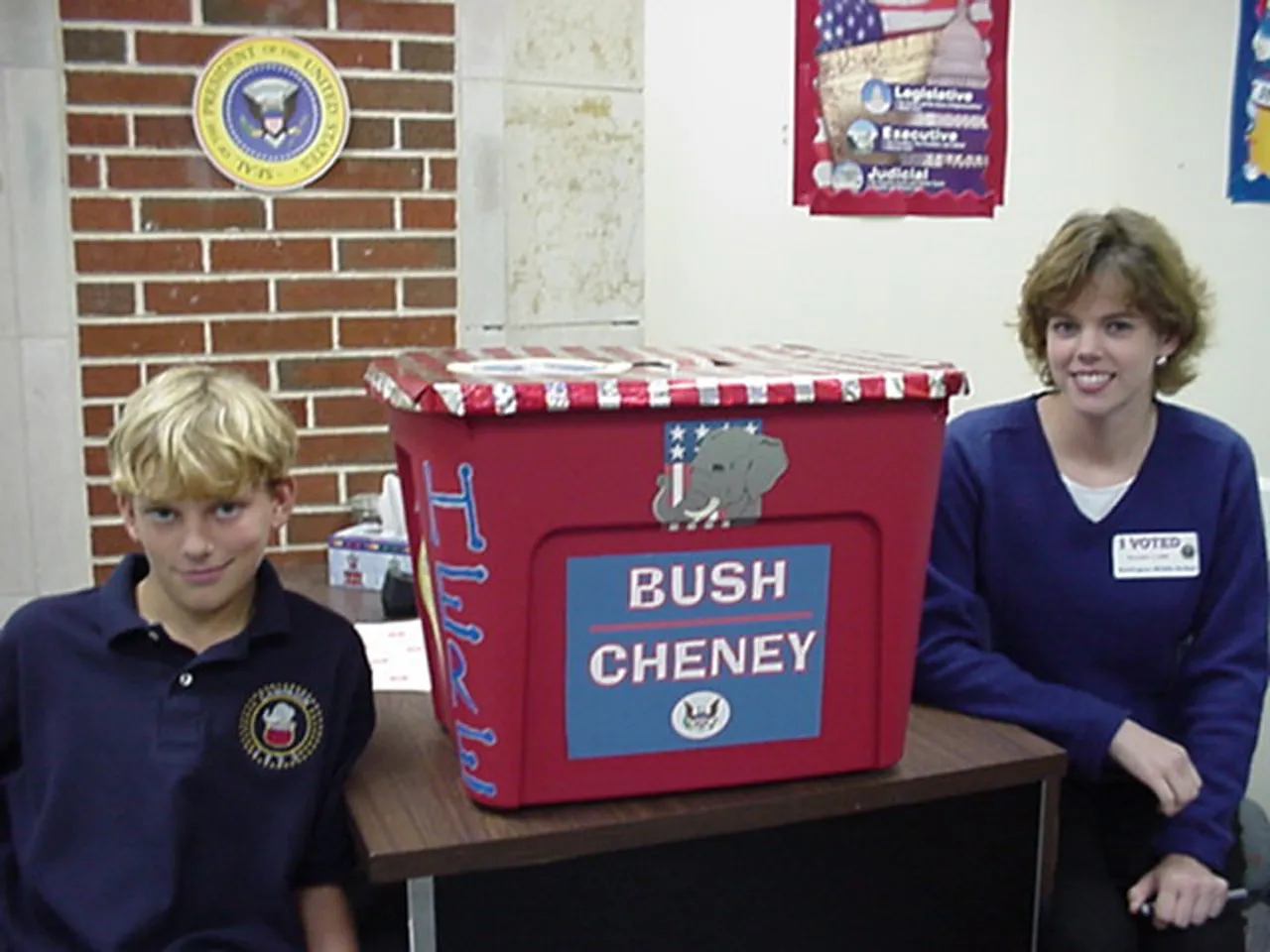As part of civics class, students like Ford Riddle learn about the nation's presidential election process by holding a mock election.
