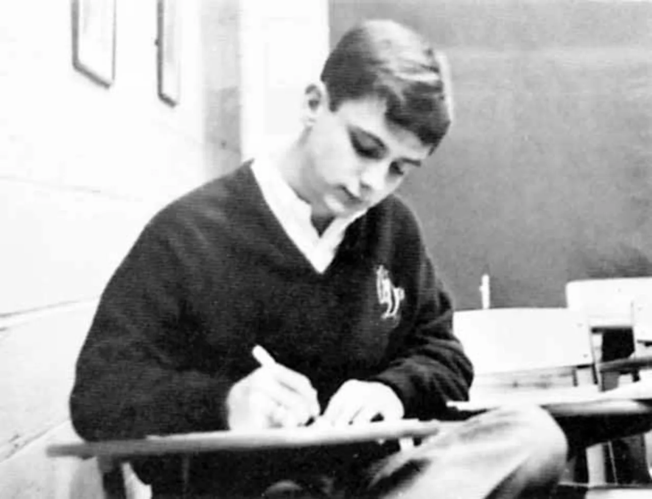 1967 Jabberwokk photo of Butch Huffman taking notes after class