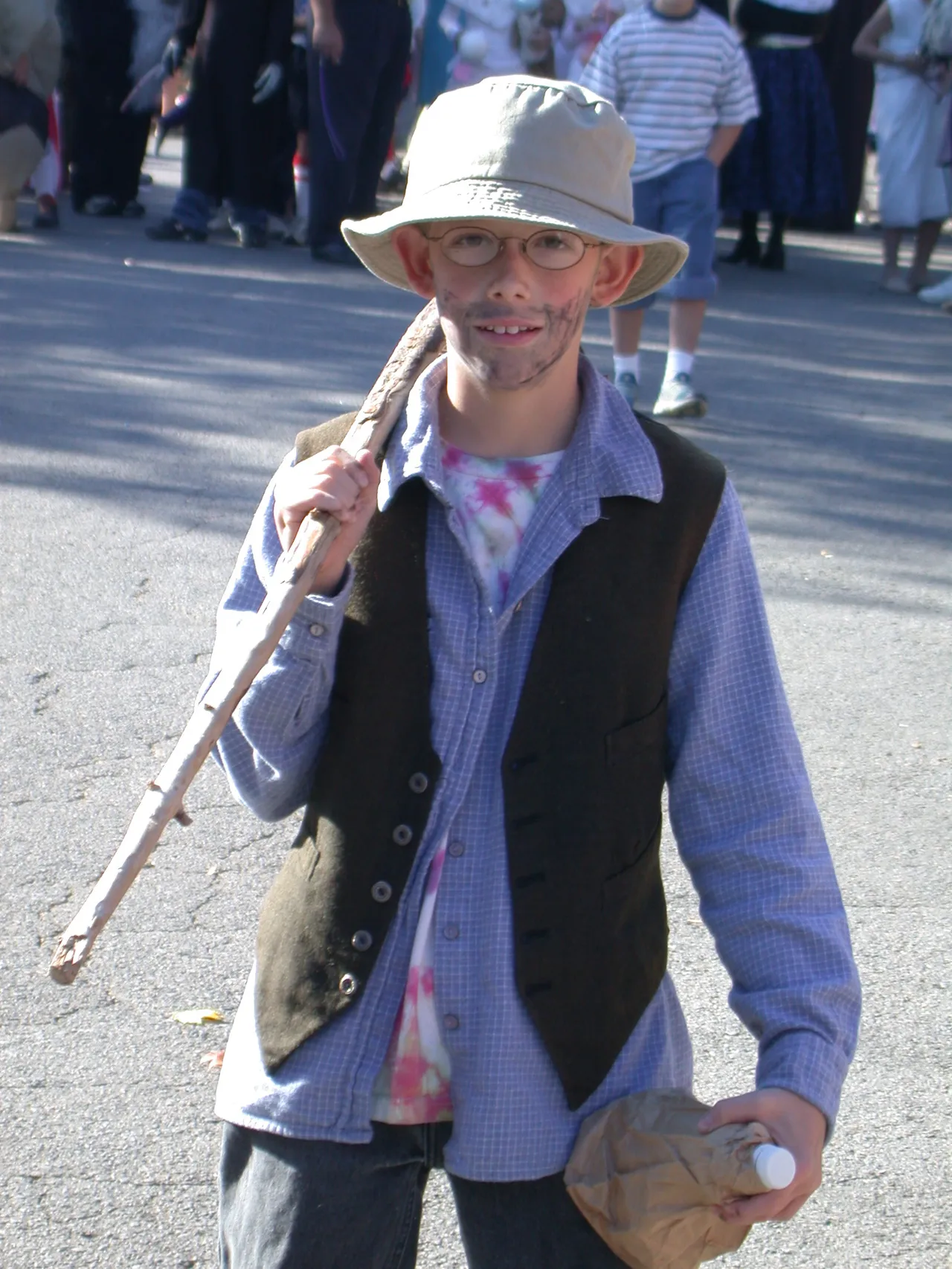 Stephen Seckman wanders around campus as a hobo for Halloween.