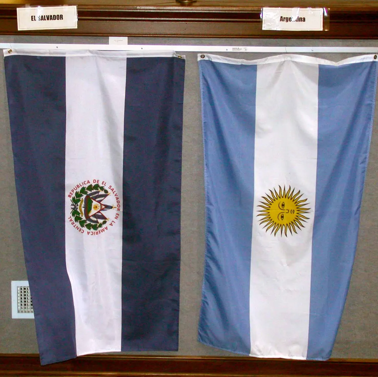 Flags from El Salvador and Argentina.