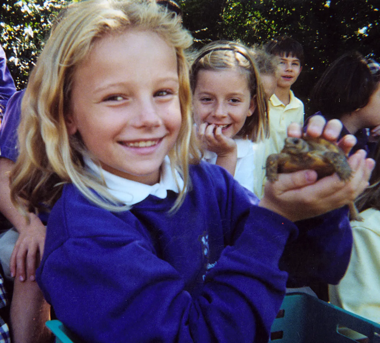 Maggie Durnien and Maggie Seckman admire the animals.