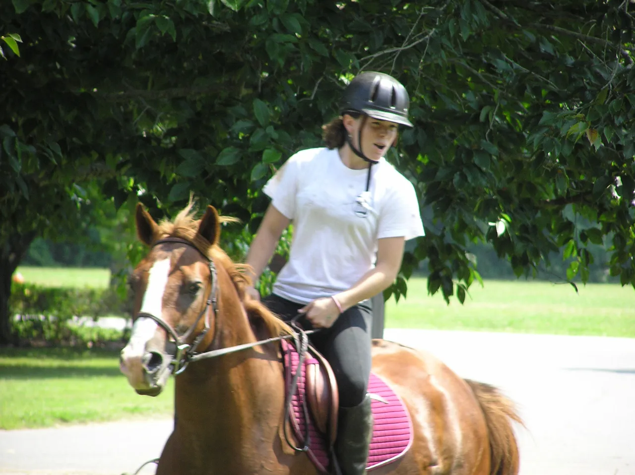 Caroline Knight rides her horse, "Denny."