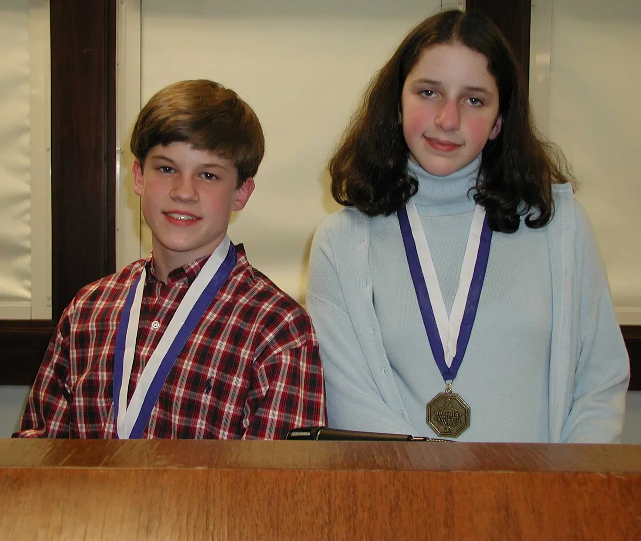 Optimist International Oratorical Contest first place winners, Jett Puckett and Alexandra Dodd