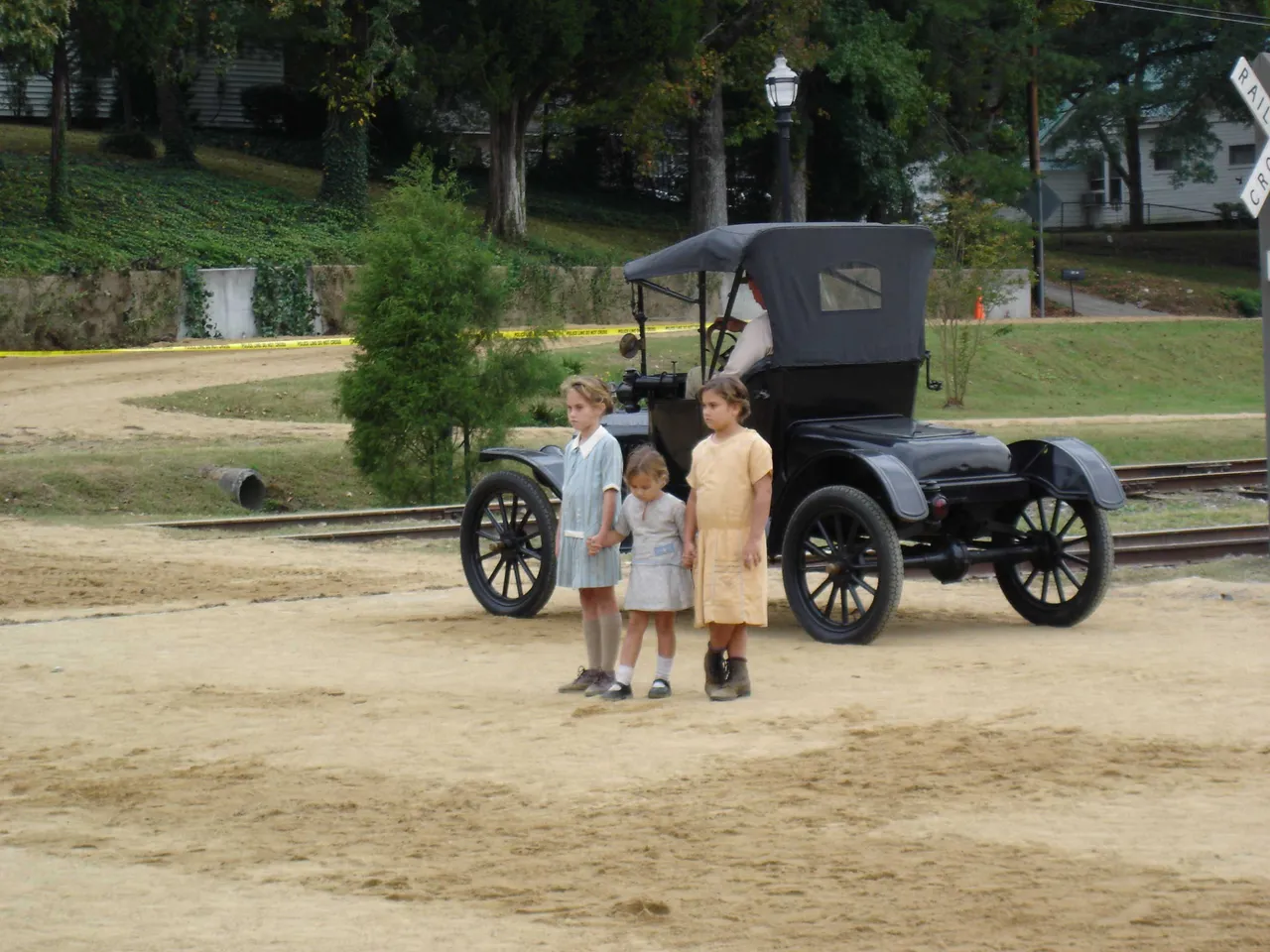 The Hurley girls on the set of "Warm Springs"