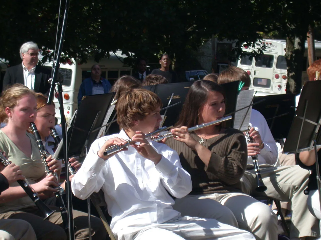 The Darlington School Band performs as part of the Myrtle Hill Cemetery Veterans Day program.