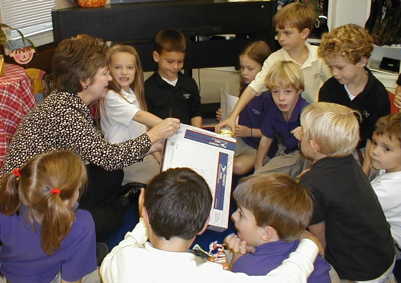Pre-first teacher Janice Cox and her Cox Cubs commemorated Veteran’s Day by writing letters to two young men in the Army, Ryan Silver who is in Falujah, Iraq in the 82nd Airborn Division, and Matthew Cox who is in Kuwait on the border of Iraq. Silver is a former Cox Cub member, as Ms. Cox was his kindergarten teacher. Cox is Mrs. Cox’s nephew. In addition to letters, the children sent the two beef jerky, Crystal Light lemonade, Fruit Roll-ups, hard candy, and some United States stickers.