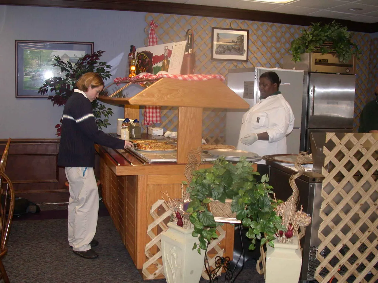 The pizza bar is a new and popular addition to the dining room.