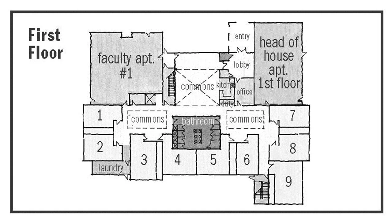 The girls will have access to several common areas, including a large cental area on the main floor that is open to the second floor.