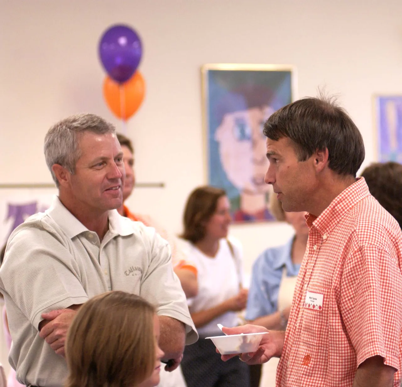 Lower School Principal Mark Tayloe takes the opportunity to meet new parents and students.