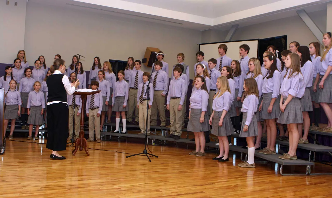 The Middle School Chorus performs for the crowd at the Second Century Campaign kick off event.