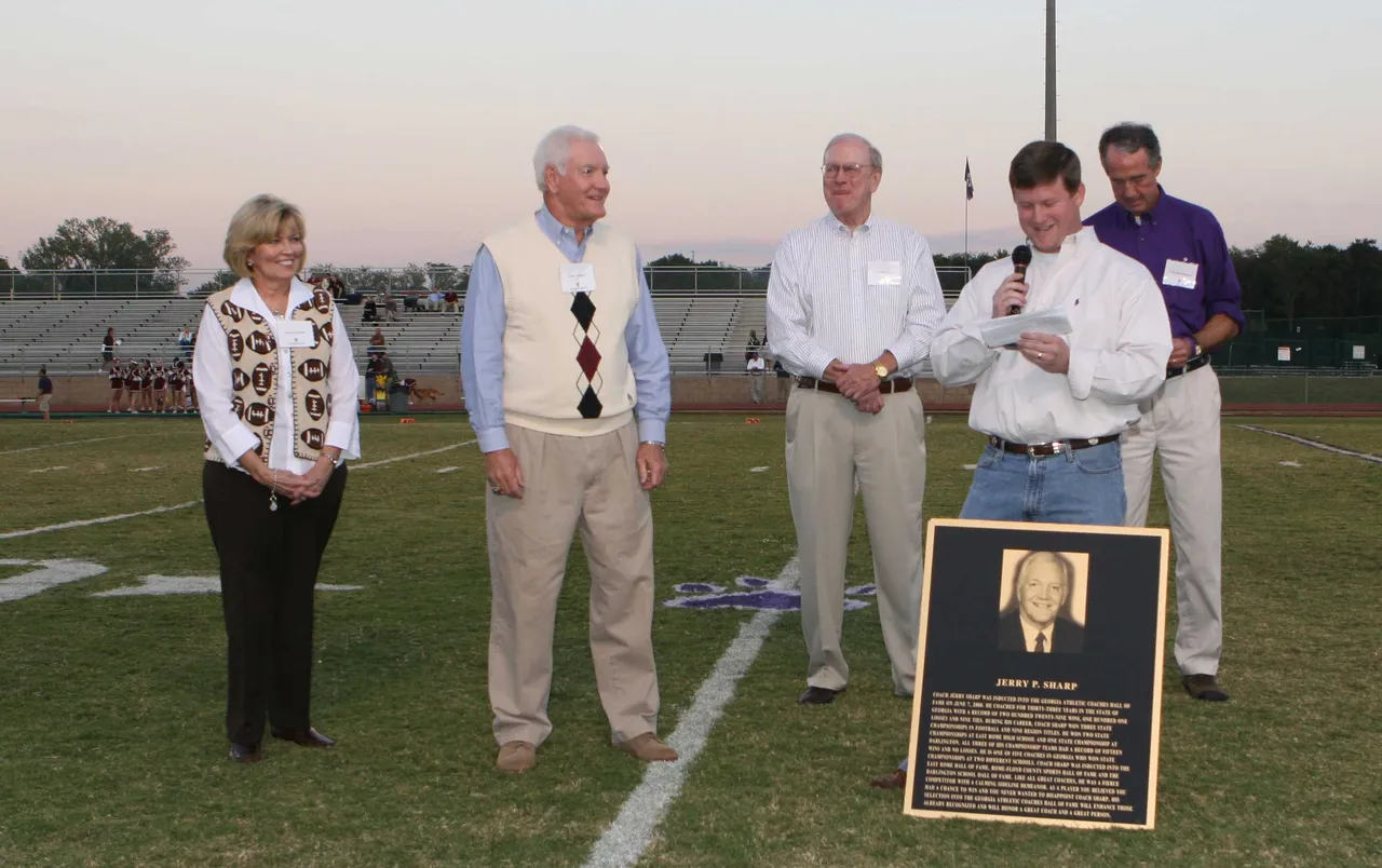 Nancy and Jerry Sharp, former Headmaster Jim McCallie, Jim Pardue ('98), and Headmaster Tom Whitworth