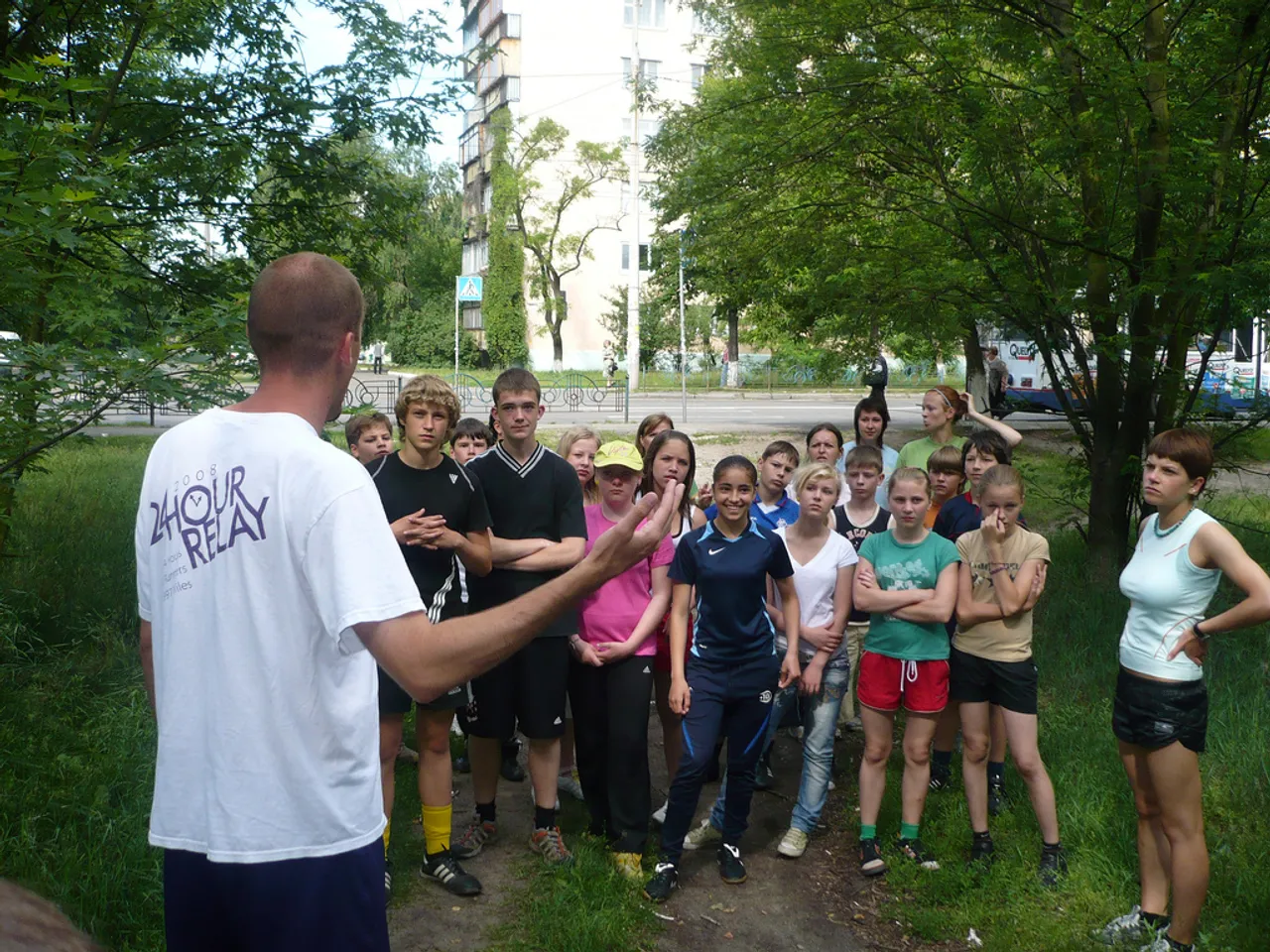 Parish talks to campers.