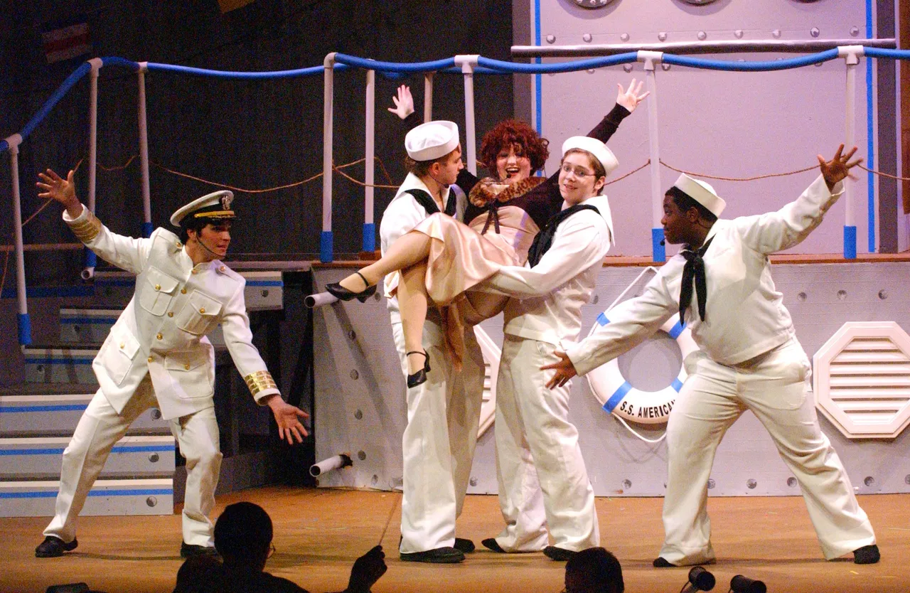 Logan O'Riley (second from right) in Darlington's production of "Anything Goes."