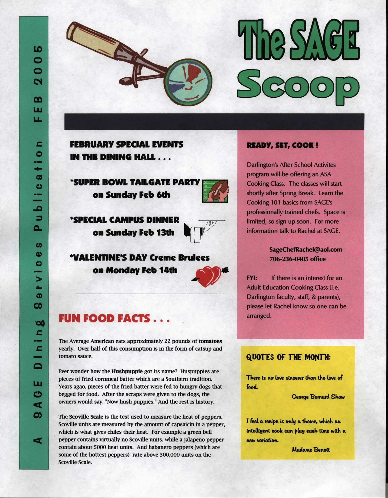 The February issue of SAGE's monthly newsletter (page 1)