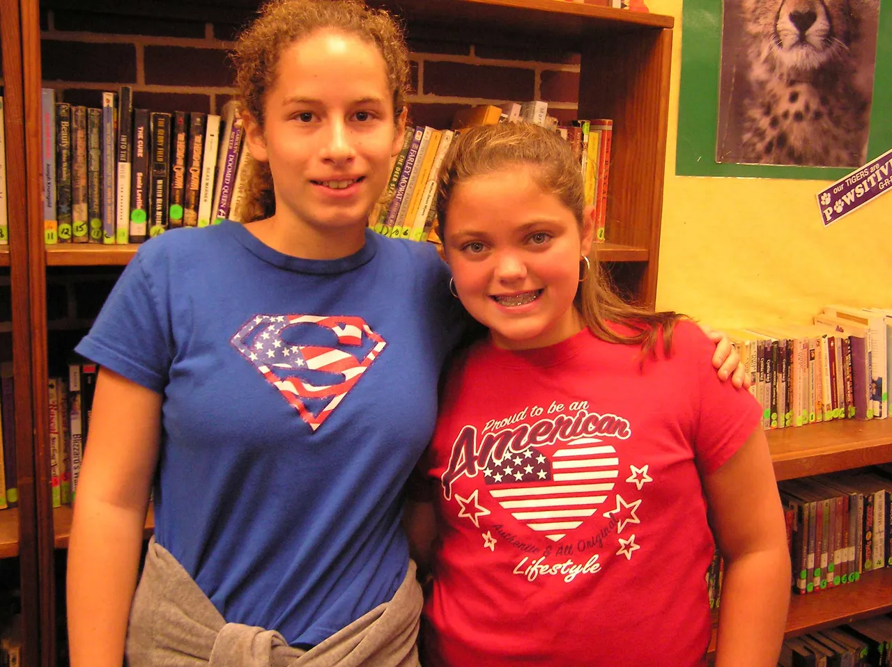 Middle School students dressed in red, white and blue