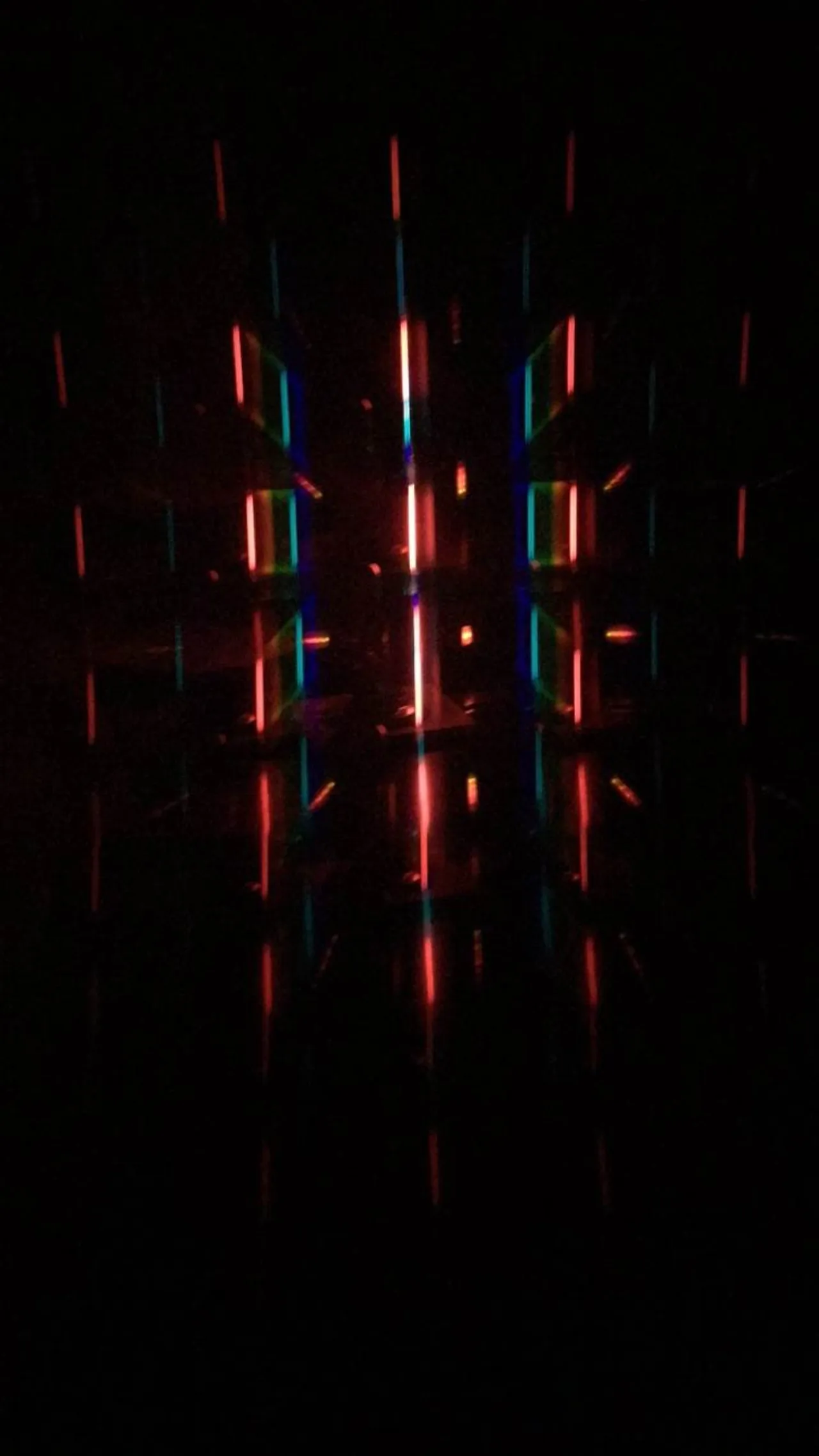 This is the view of one single tube of color (an excited atom) using the special lenses given to us. The lenses have very small ridges comparable to the size of a light wave, allowing them to interfere with what our normal view is.