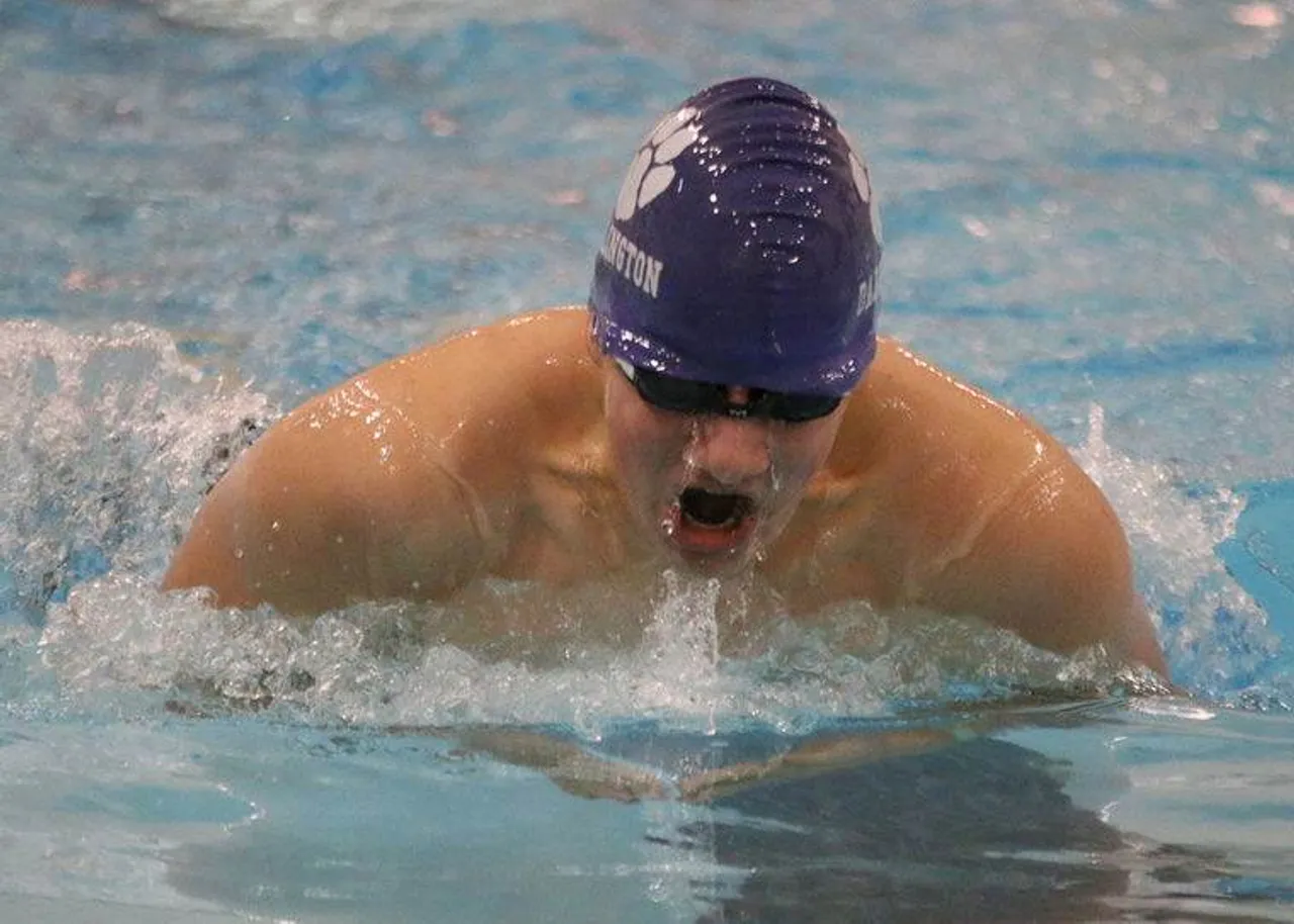 Senior Will Robertson competes in the boys' 100-yard breaststroke during a meet against Northwest Whitfield on Thursday, Jan. 7, 2016, at Darlington. Robertson won the event with a personal best time of 1:07.00. (Jeremy Stewart/RN-T.com)