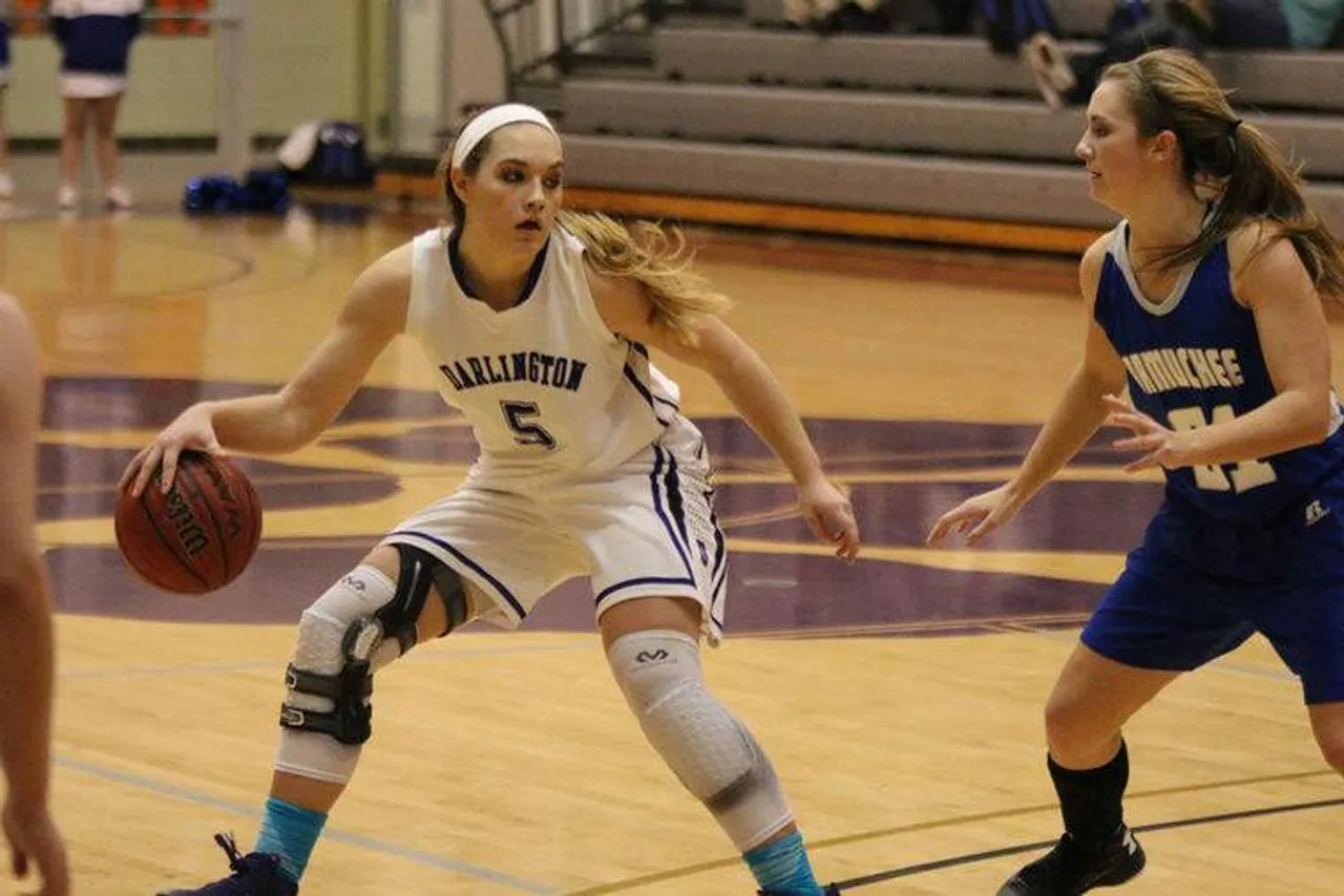 Junior Anna Claire Atha looks for an opening around Armuchee's Livia Skinner (right) during a game Thursday, Jan. 28, 2016, at the Huffman Athletic Center. (Jeremy Stewart/RN-T.com)