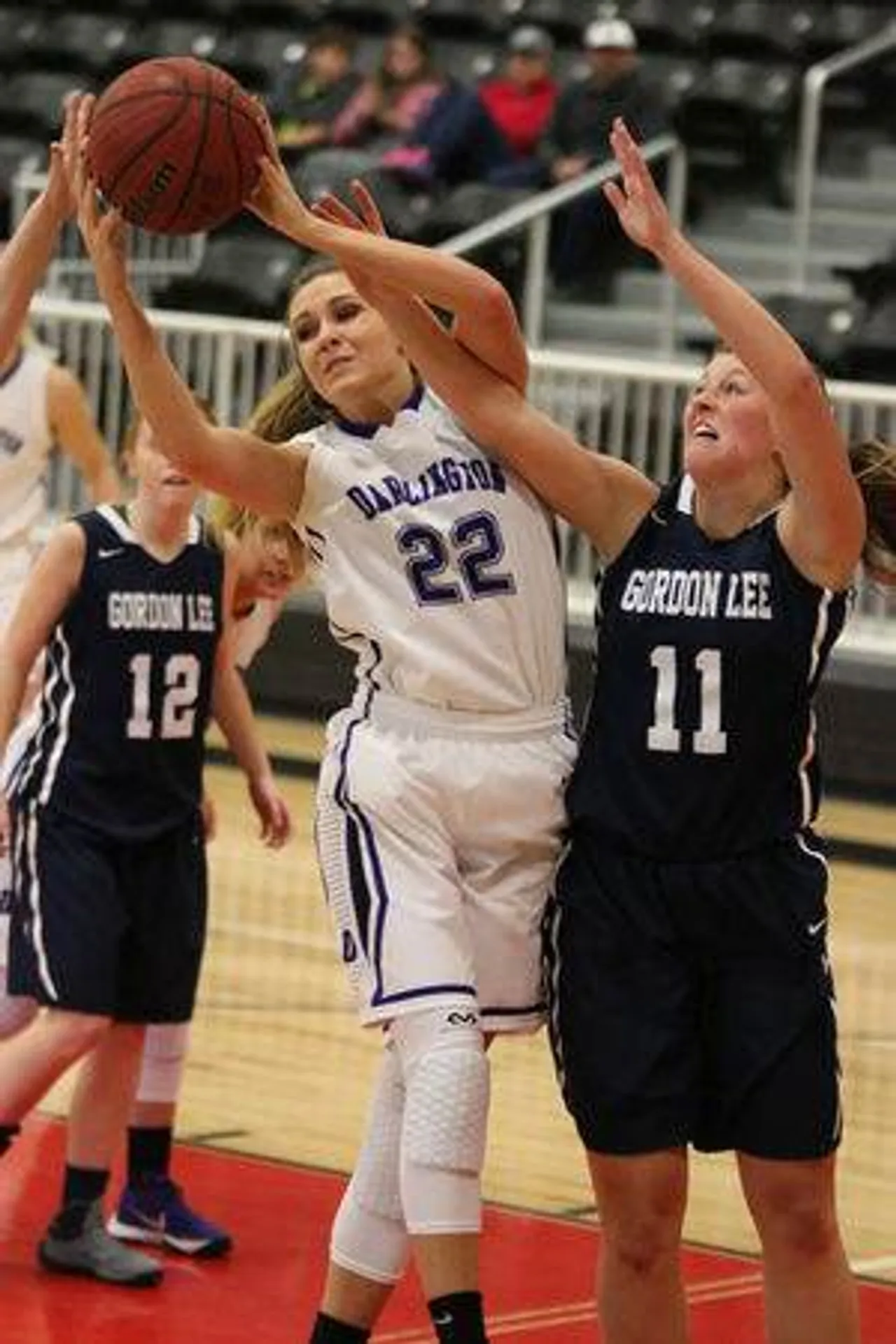 Senior Victoria Pierce (left) tries to get a shot off while being guarded by Gordon Lee's Lexie Clark during the first round of the Region 7-AA tournament Monday, Feb. 8, 2016, at Chattooga High School. (Jeremy Stewart/RN-T.com)
