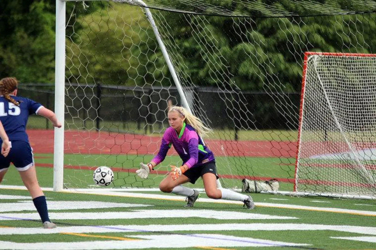Darlington keeper senior Keara Evans goes for a save during a match against Lovett in the first round of the Class AA state playoffs Friday, April 29, 2016, at Darlington's Chris Hunter Stadium. (Jeremy Stewart/RN-T.com)