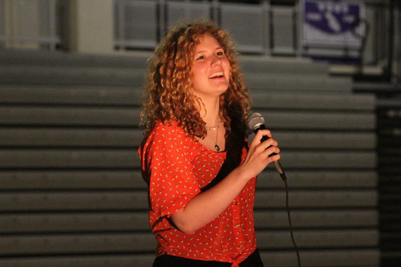 Senior O'Keefe Johnson performs at Dar's Got Talent during Tigerfest.