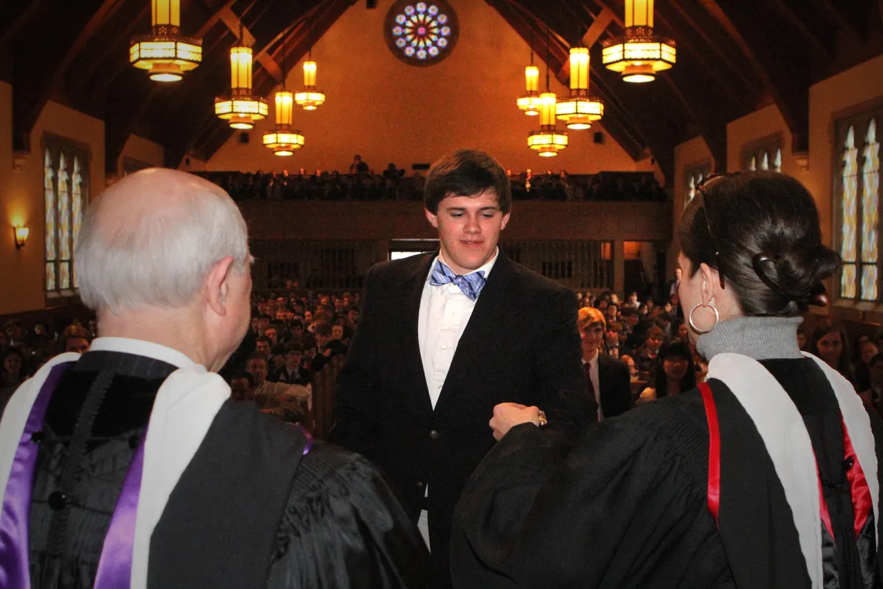 Senior Asa Crawford is inducted into the Cum Laude Society, Darlington's highest academic honor.