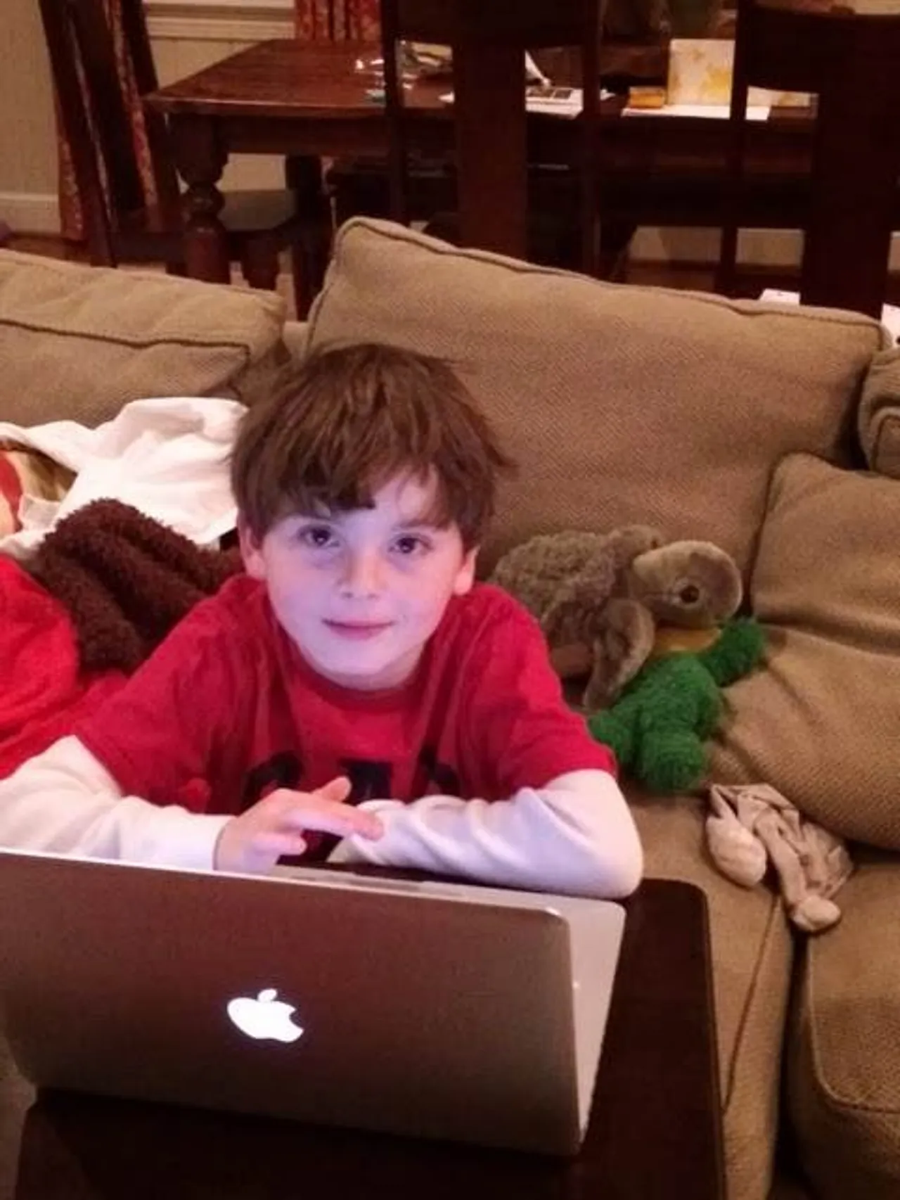 First-grader Blair Moseley works on his distance learning assignments.