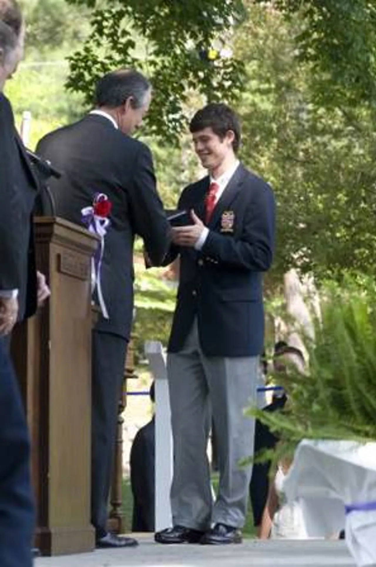 Preston Jacobs ('07) receives his diploma from Headmaster Tom Whitworth, May 2007.