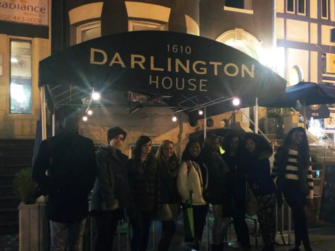 Journalism students pose after dinner at the Darlington House, where J.J. Darlington once lived in Dupont Circle.(Photo courtesy of Darlingtonian staff)