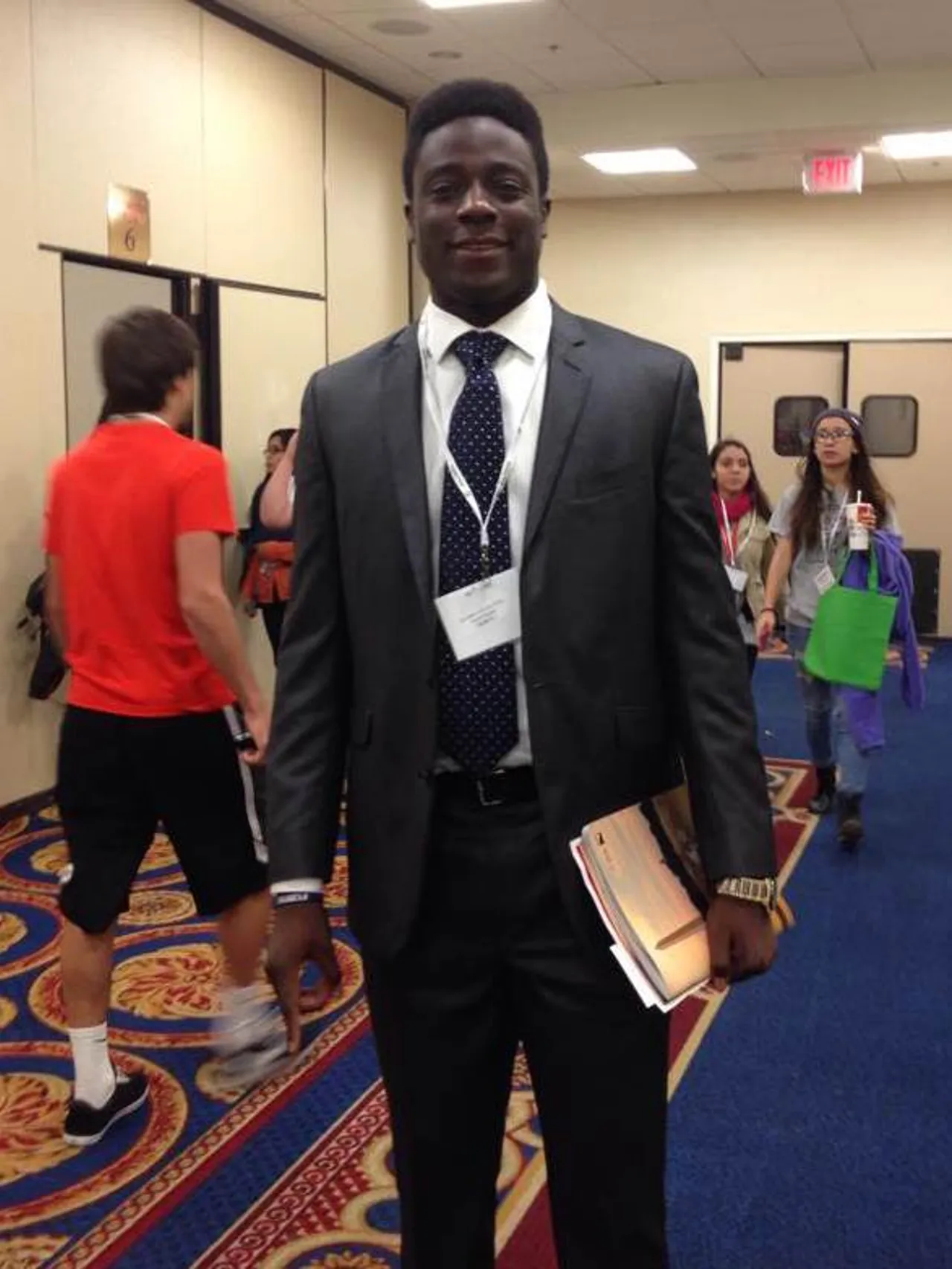 Senior Gboyega Adeyeye participated in the on-air reporting competition at the convention. (Photo courtesy of Darlingtonian staff)