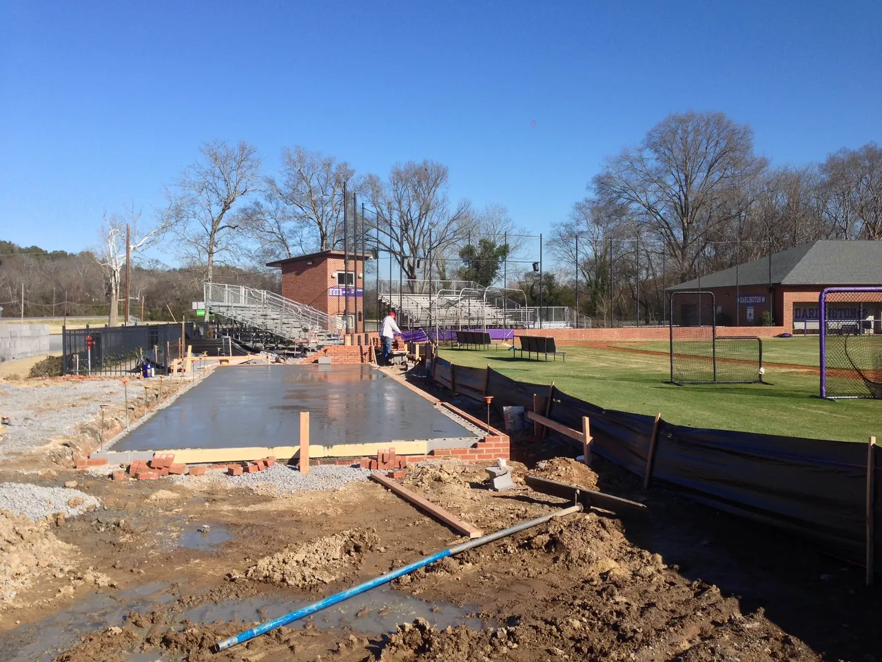 Construction on Darlington's baseball complex continues to progress, nearing its final stages.