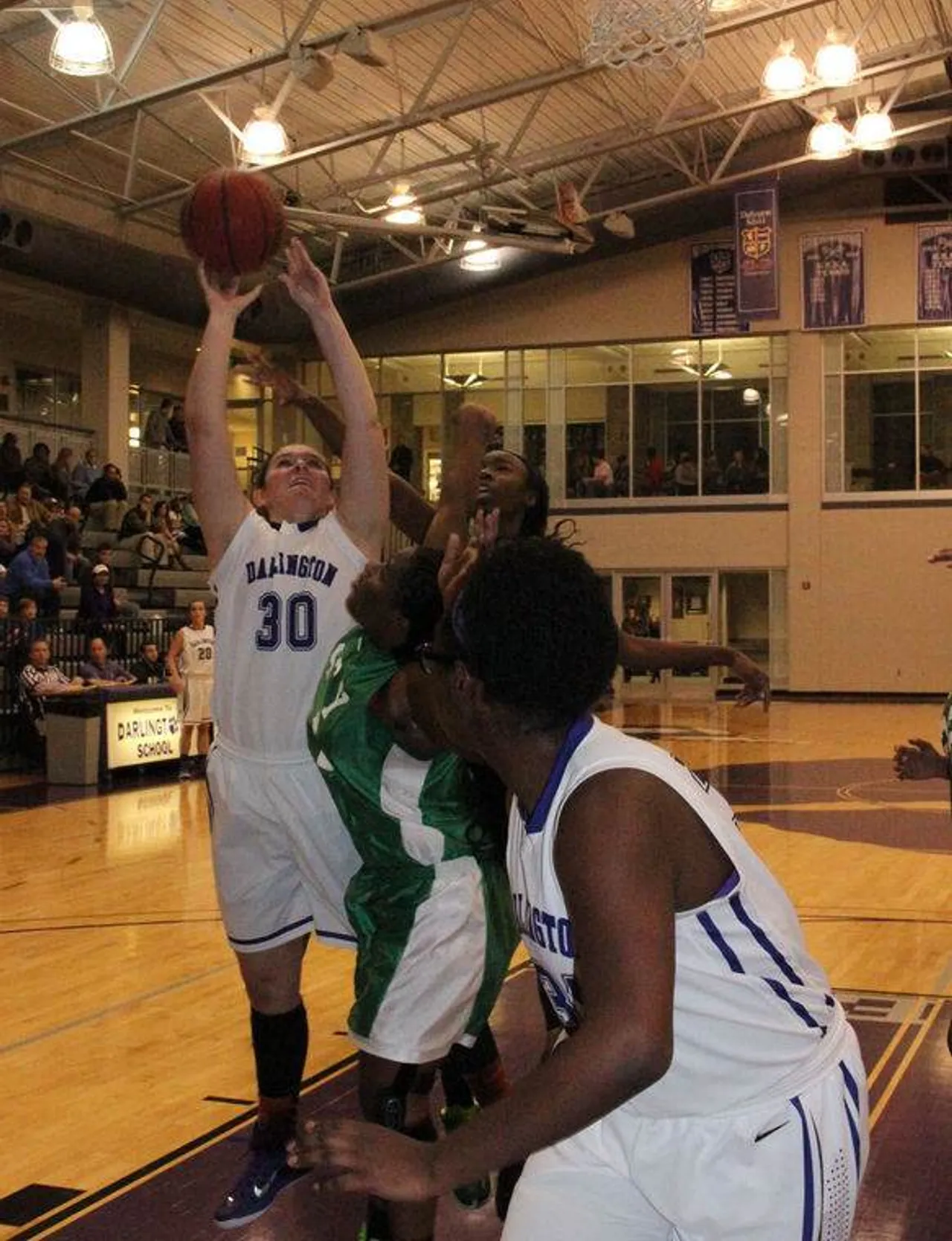 Ashley Edge (30) goes up for a shot against T.W. Josey High School at Darlington on Saturday, Jan. 10, 2015. (Photo credit: Sierra Campbell/Rome News-Tribune)