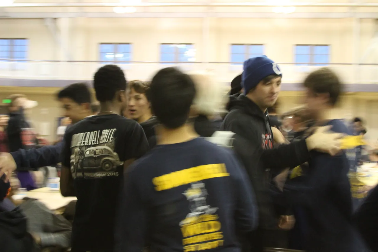 Moser House boys congratulate the boys of Summerbell House on winning RUMPUS 2015.