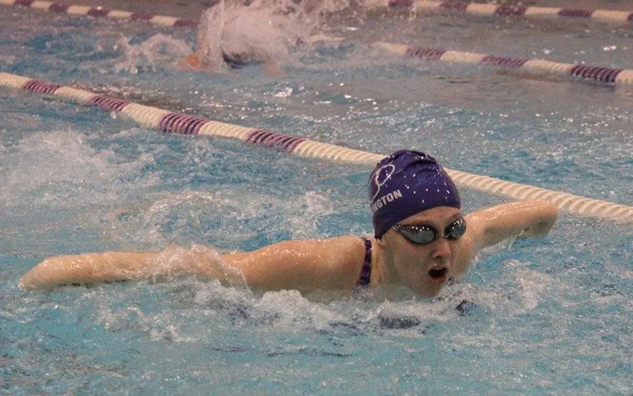 Freshman Caroline Temples swims at Darlington on Thursday, Jan. 22, 2015. (Photo credit: Sierra Campbell/Rome News-Tribune)