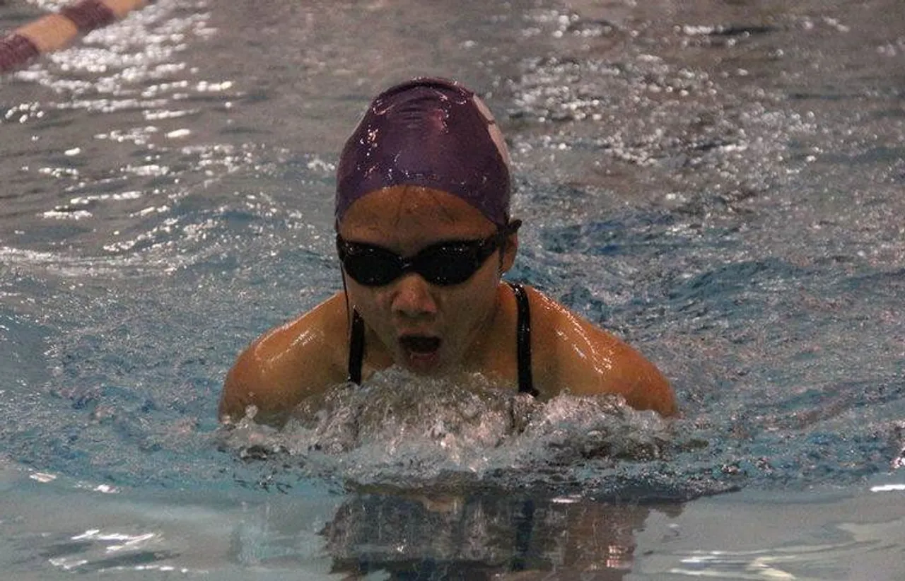 Freshman Stacy Chen swims at Darlington on Thursday, Jan. 22, 2015. (Photo credit: Sierra Campbell/Rome News-Tribune)