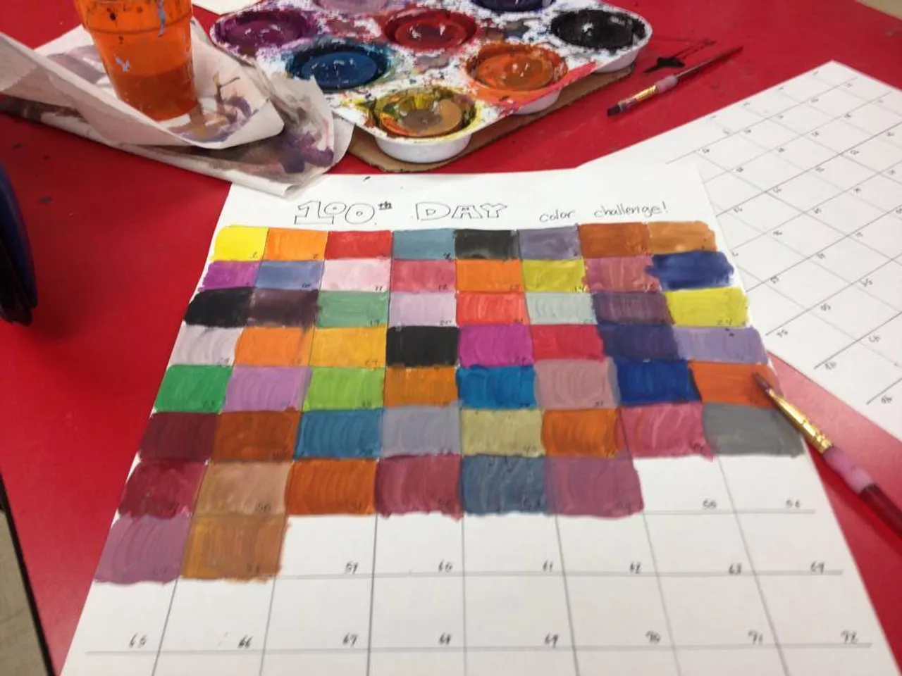 In art, we each mixed paint to create 100 different colors.